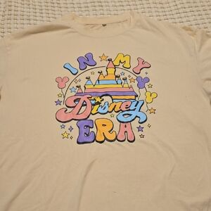 Amazon Cream Disney Graphic Tee with Pastel Multicolor Castle